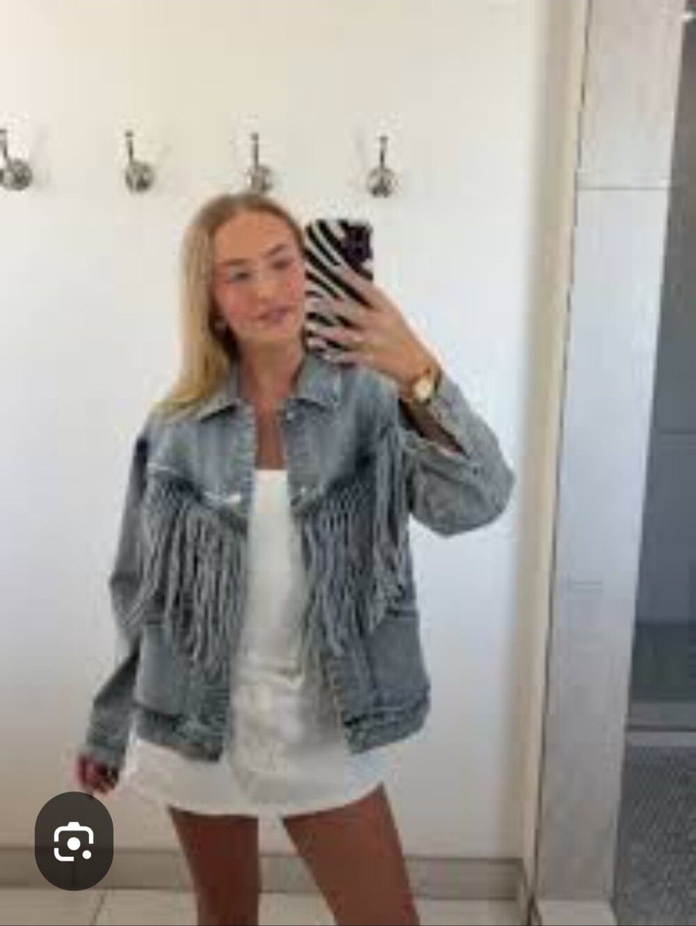 entro Light Blue Fringe Denim Jacket